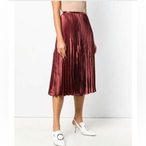 Vince Chevron Pleated Skirt, Anise size 10